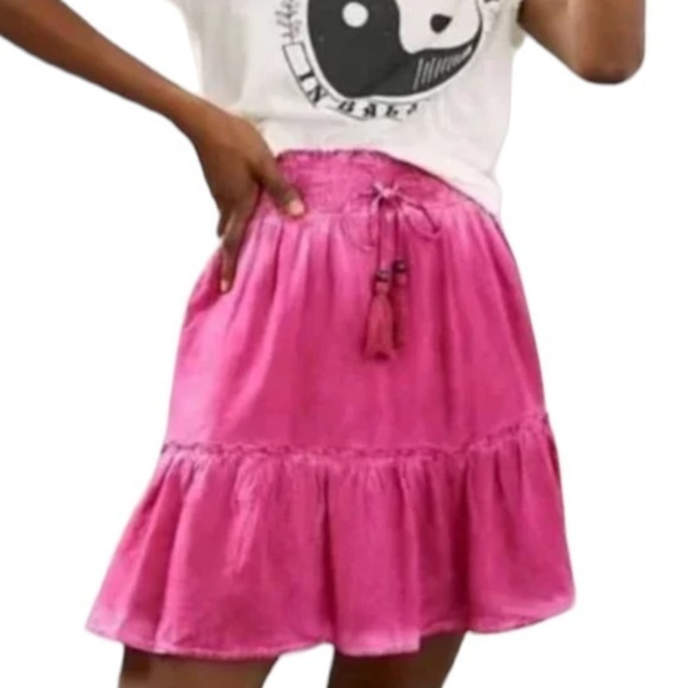 Anthropologie Pilcro Pink Tie Dye‎ Lined Mini Skirt Size Small